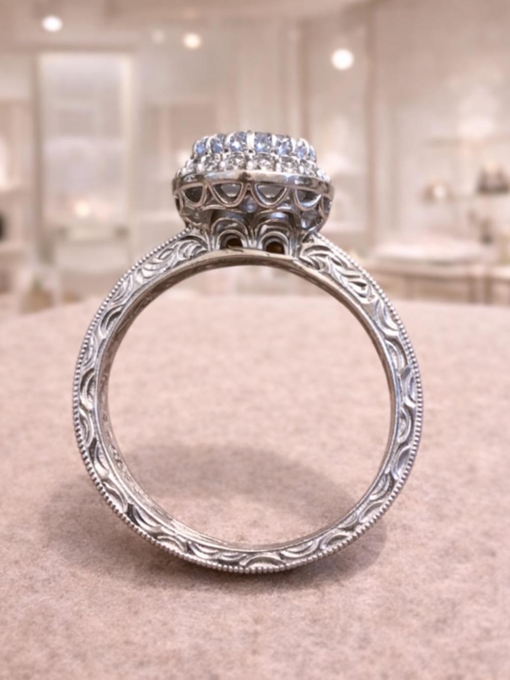 925 TACORI IV Sterling Silver Size 10 Ring Cubic Zirconia Intricate Beautiful - Picture 3 of 5